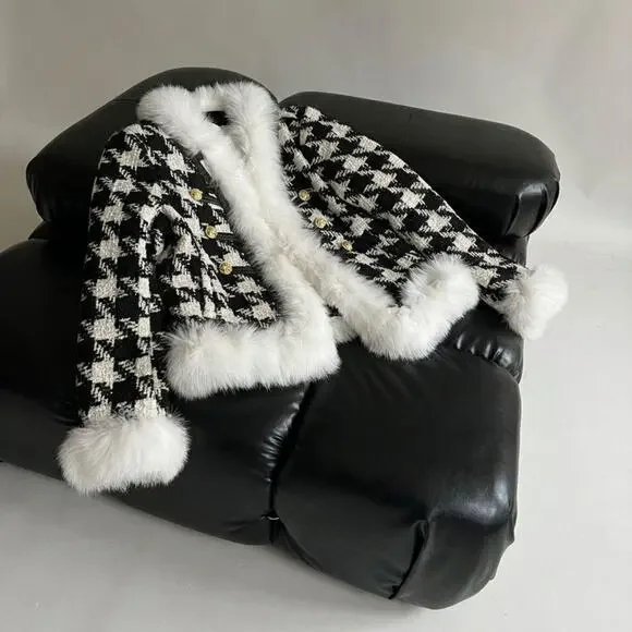 Rockstar Black Faux Fur Coat Mob Wife Aesthetic - Picture 3 of 5